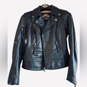 Harley-Davidson Genuine Leather Moto Jacket XS Studded Black